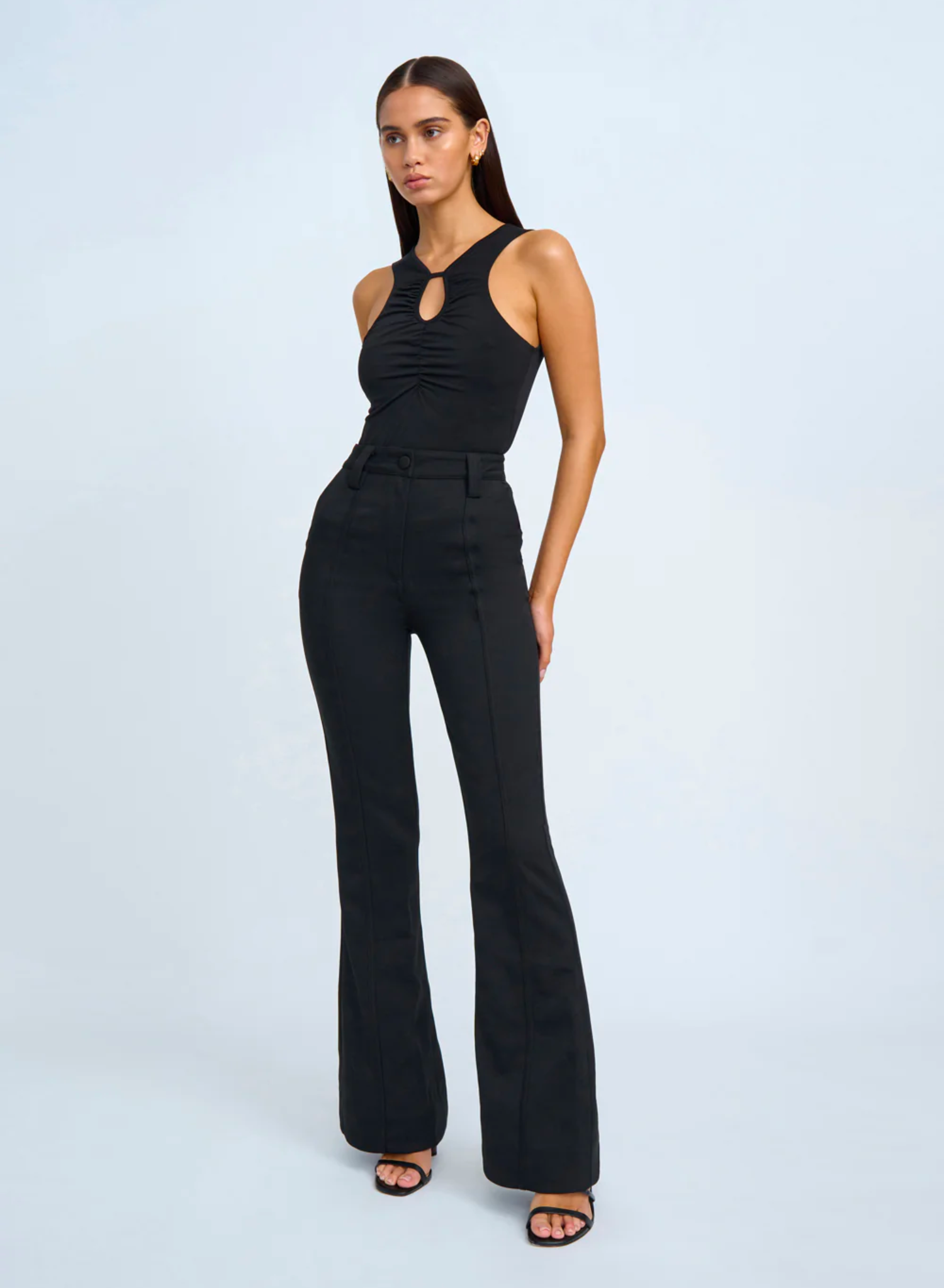 LUCIANA FLARE TROUSER PANT IN BLACK